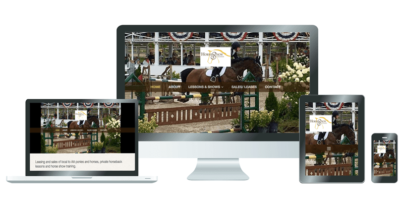 Example of Horse Show Leases website on different devices.